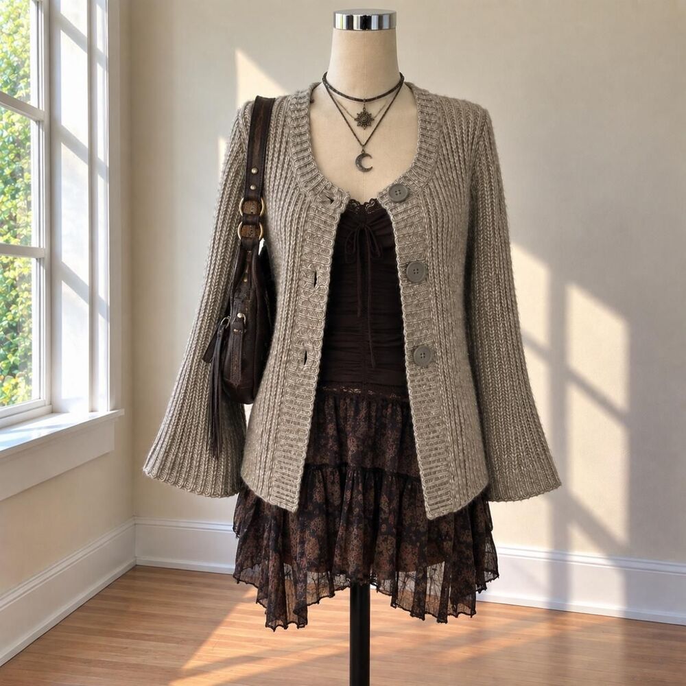 Croft-barrow Women's Khaki and Tan Cardigan